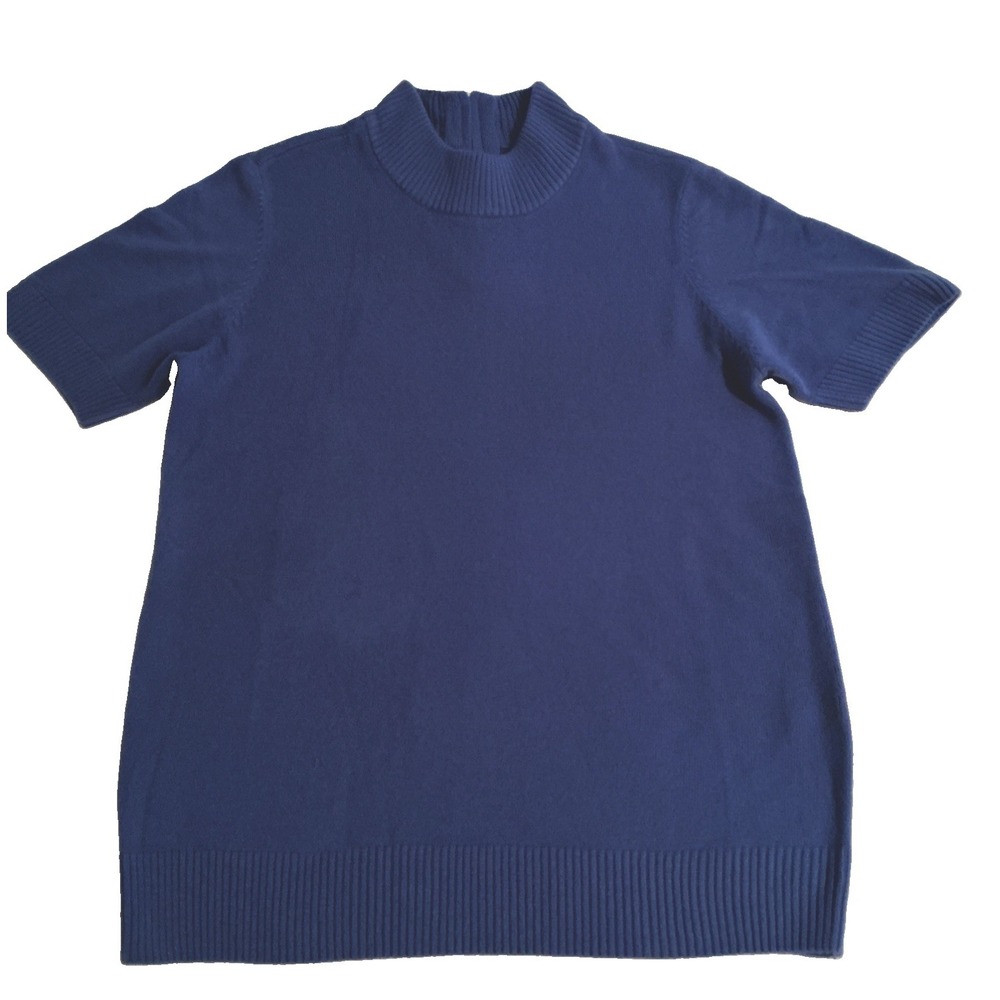 Appleseed's BRBLUE Short Sleeve Mock Neck With Zipper Women's Petite Medium New!